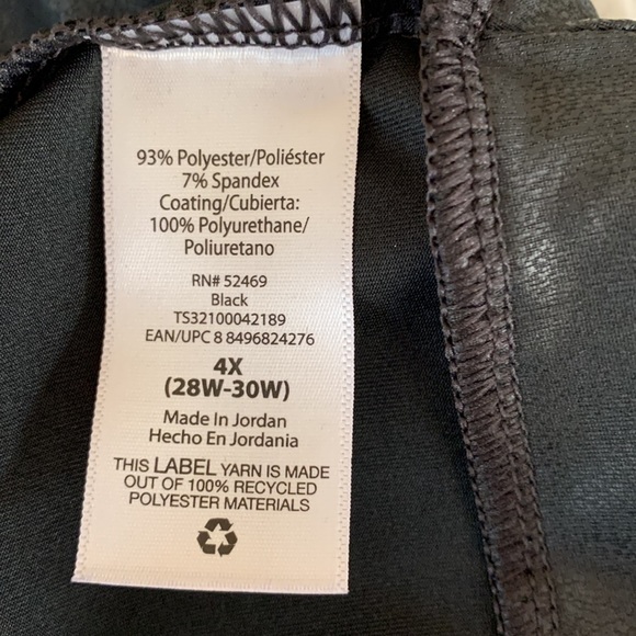 Terra & Sky Faux leather leggings ,black, size 4X - Picture 7 of 11